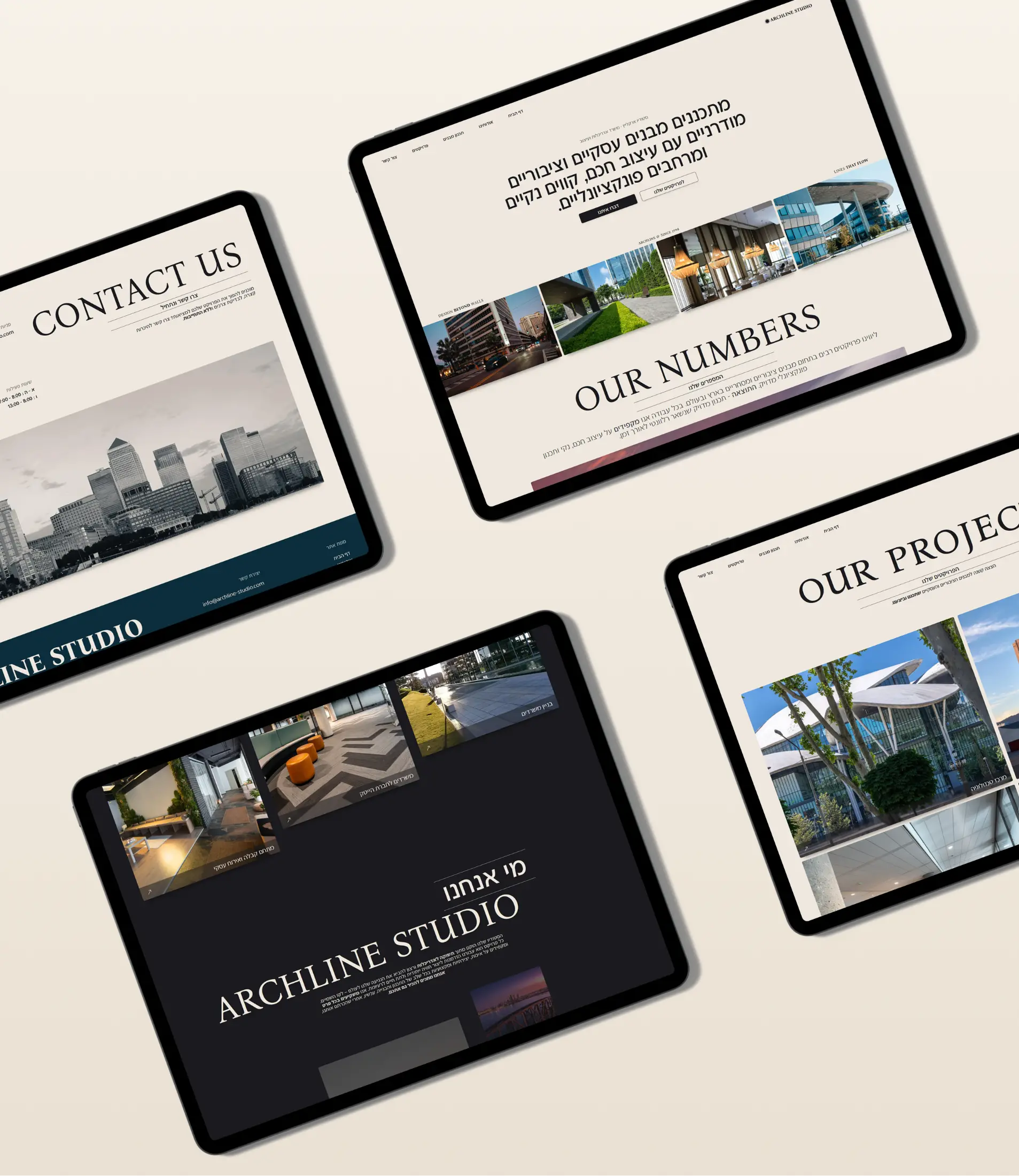 תצוגת אתר תדמית של Archline Studio, סטודיו לאדריכלות ועיצוב.
